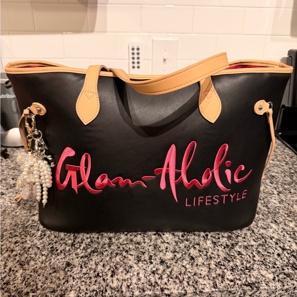 Glam-Aholic Black and Pink Tote Bag